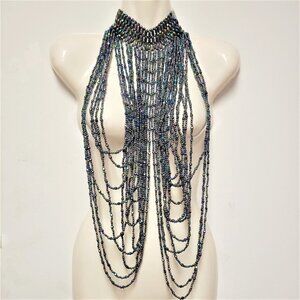 STATEMENT Necklace Multilayer Multicolor Sparkly Bead Halloween Party